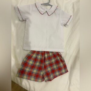 Classic White and Plaid Kids Pajama Set